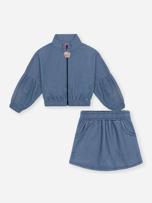 Conjunto Menina Ursa BEAUTY EVERYDAY Jeans Mundo Cinti