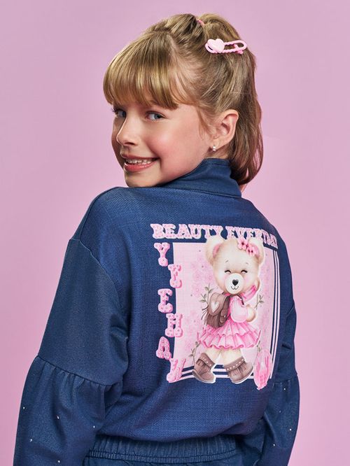 Conjunto Menina Ursa BEAUTY EVERYDAY Jeans Mundo Cinti