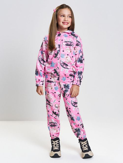 Conjunto Infantil Menina Ursa Total Print Mundo Cinti