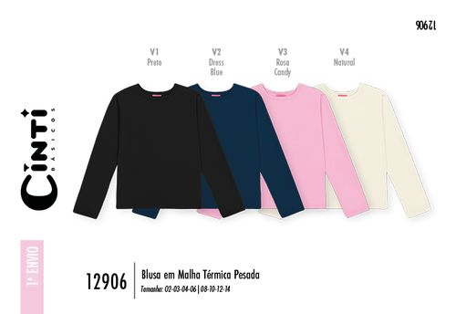 Blusa Longa Menina em Malha Térmica Pesada Mundo Cinti