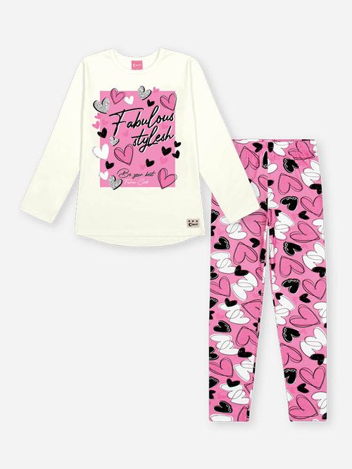 Conjunto Infantil Menina Fabulous Corações Mundo Cinti
