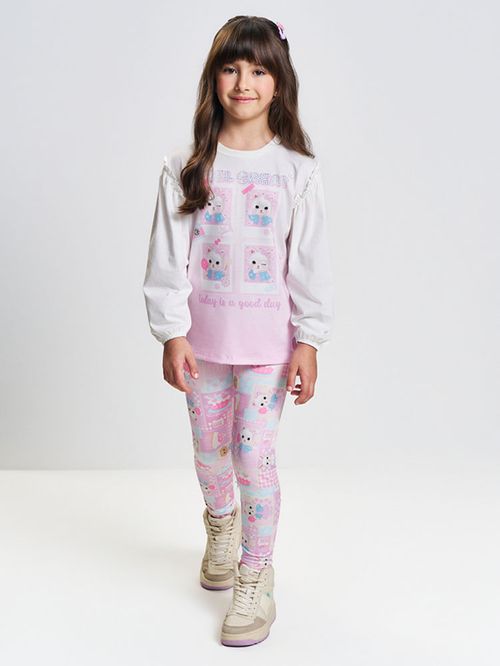 Conjunto Menina FEEL GREAT Patchwork Mundo Cinti