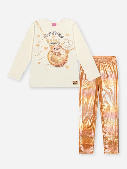 Conjunto Menina Capivara Glow Metalizado Mundo Cinti