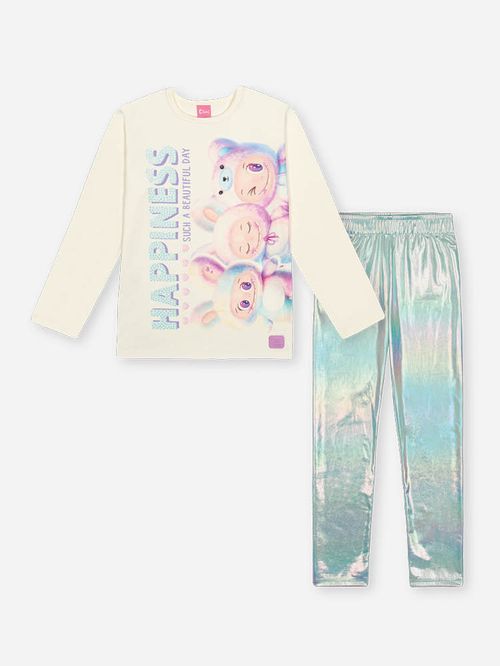 Conjunto Menina HAPPINESS Monstrinhos Metalizado Mundo Cinti