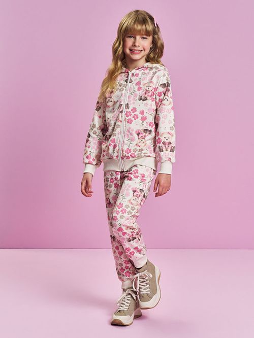 Conjunto Menina Ursinha Floral Mundo Cinti
