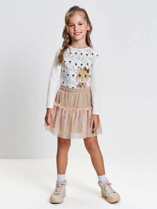 Conjunto Menina Tule Capivara Brilho Mundo Cinti
