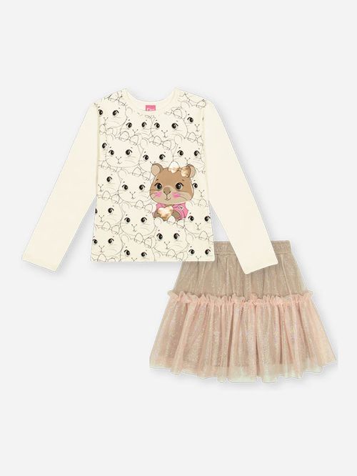 Conjunto Menina Tule Capivara Brilho Mundo Cinti