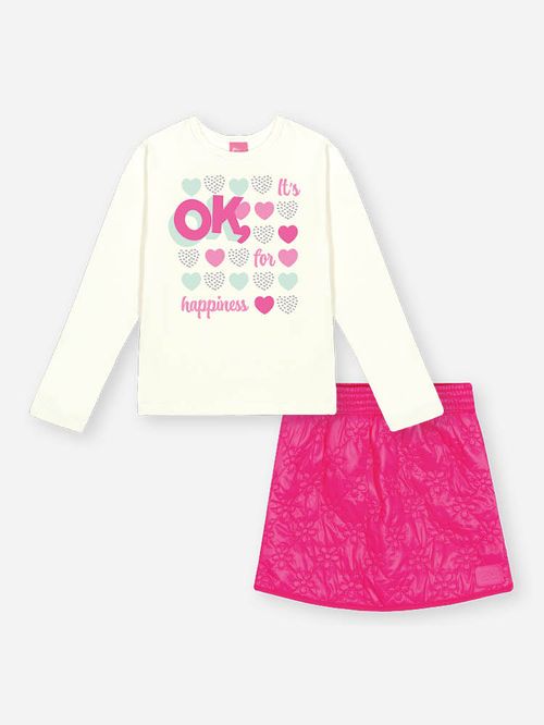 Conjunto Menina Matelasse Floral HAPPINESS Pink Mundo Cinti