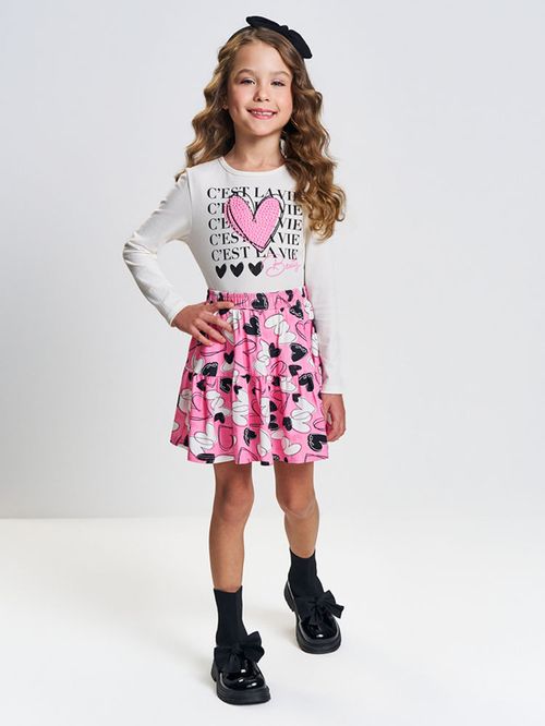 Conjunto Menina C'EST LA VIE Corações Mundo Cinti