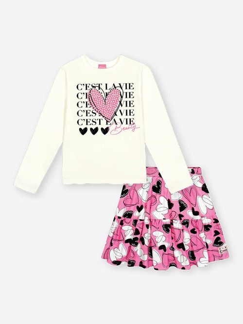 Conjunto Menina C'EST LA VIE Corações Mundo Cinti