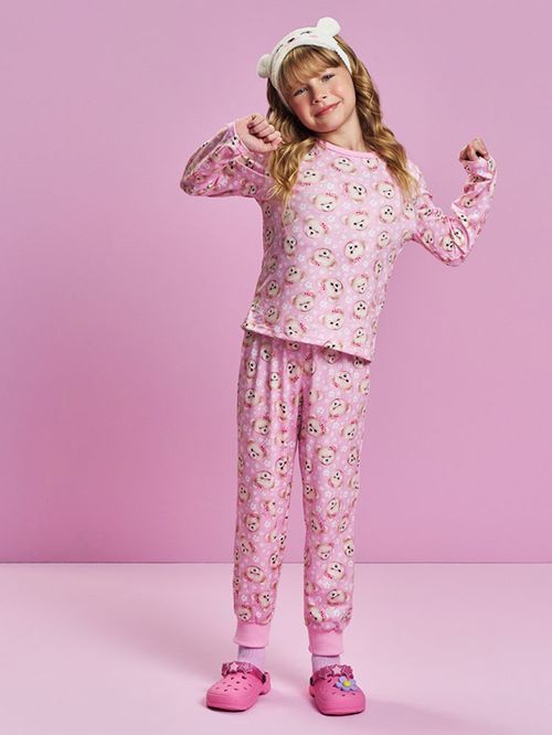 Pijama Infantil Menina com Máscara Ursinha Mundo Cinti