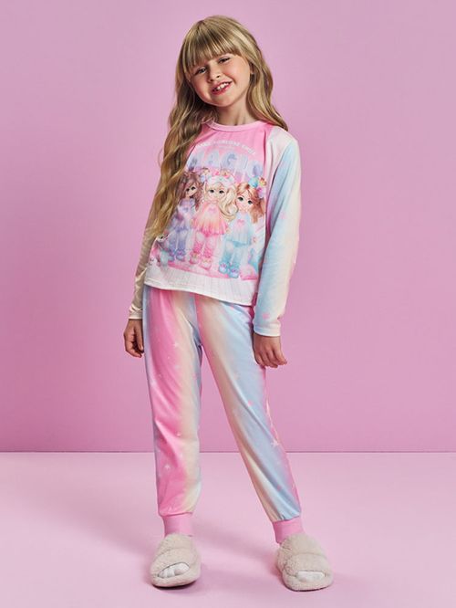 Pijama Infantil Menina com Livro Princesas Mundo Cinti