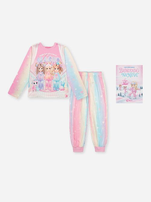 Pijama Infantil Menina com Livro Princesas Mundo Cinti
