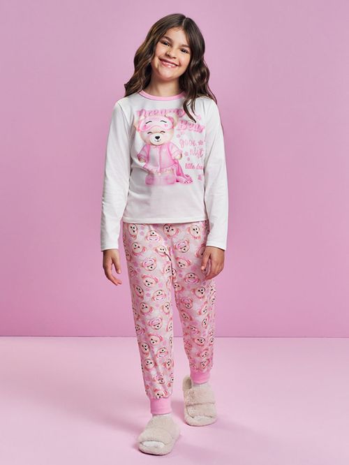Pijama Infantil Menina Sonhos de Ursinha Mundo Cinti