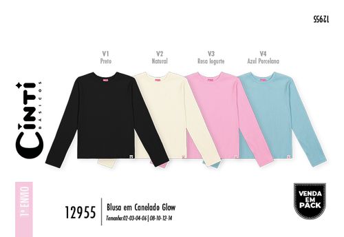 Blusa Manga Longa em Canelado Glow Mundo Cinti