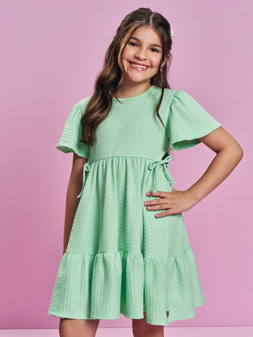 Vestido Menina em Lastex Laços Laterais Mundo Cinti