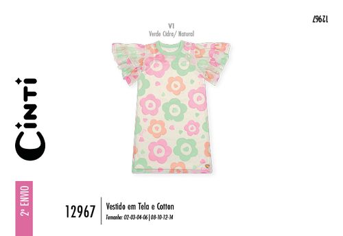Vestido Infantil Menina Off-White com Sobreposição de Flores – Vestido Mundo Cinti