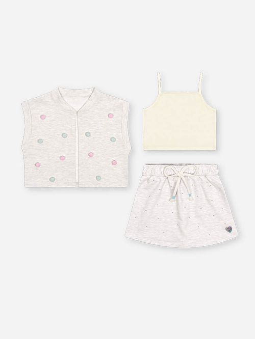 Conjunto Menina com Pompons Coloridos Mescla Mundo Cinti