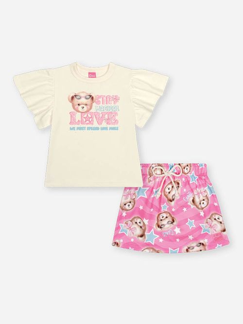 Conjunto Infantil Menina Ursa SPREAD LOVE Mundo Cinti