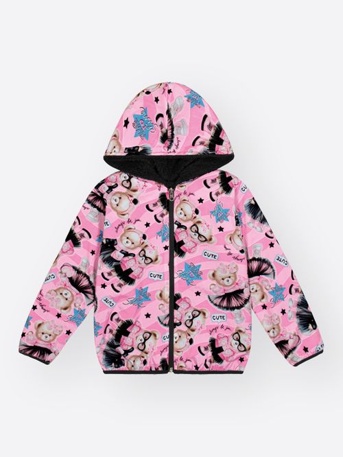 Jaqueta Dupla Face Menina Total Print Mundo Cinti