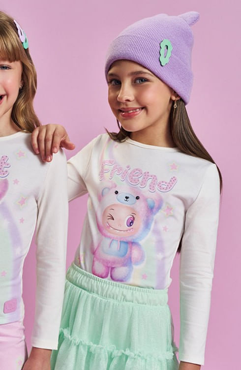 Blusa Manga Longa Menina BEST FRIEND Mundo Cinti
