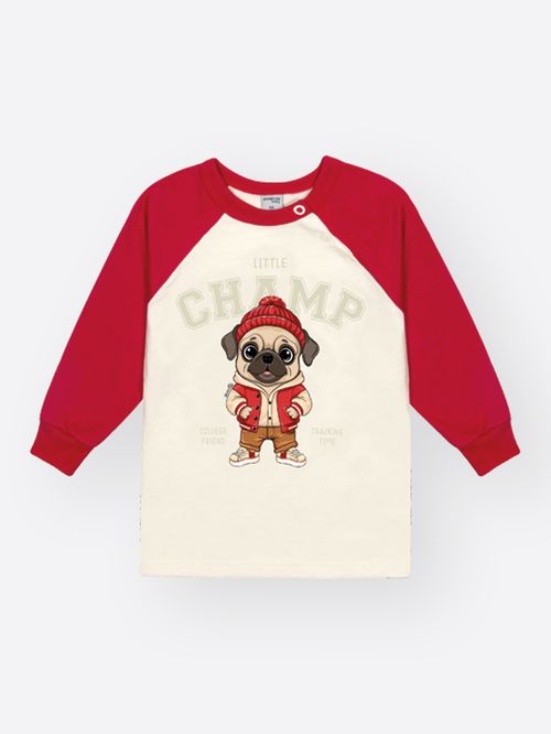 Camiseta Manga Longa Bebê Menino PUG Divertto