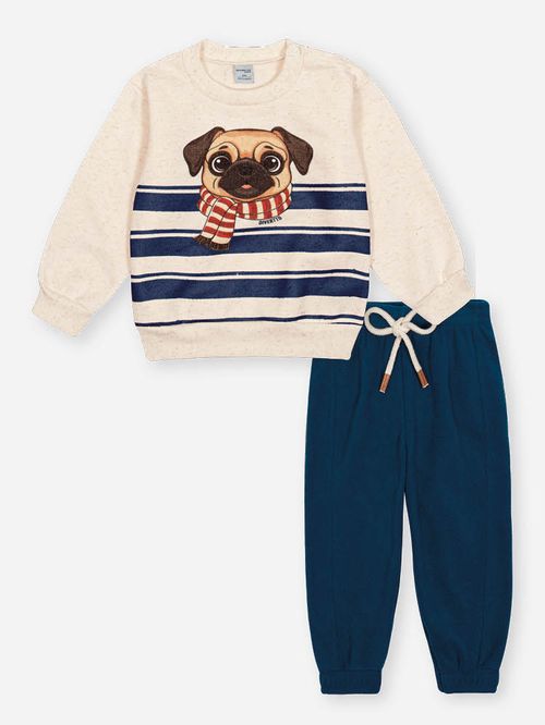 Conjunto Bebê Menino Pug de Cachecol Divertto