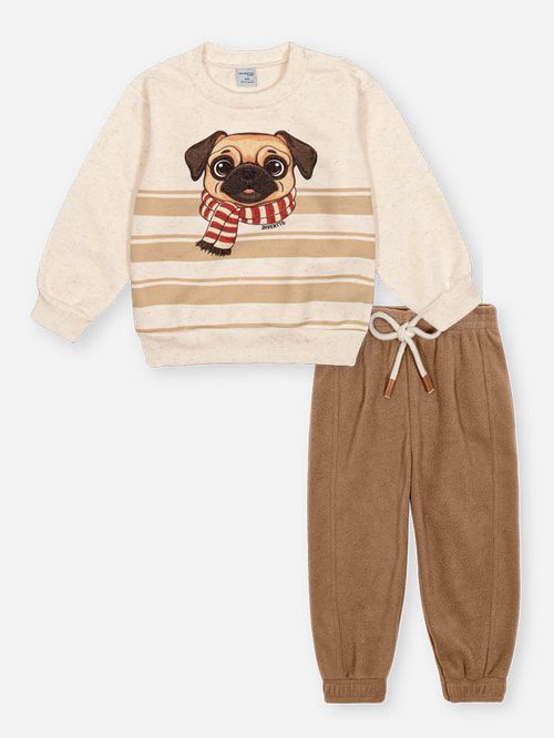 Conjunto Bebê Menino Pug de Cachecol Divertto
