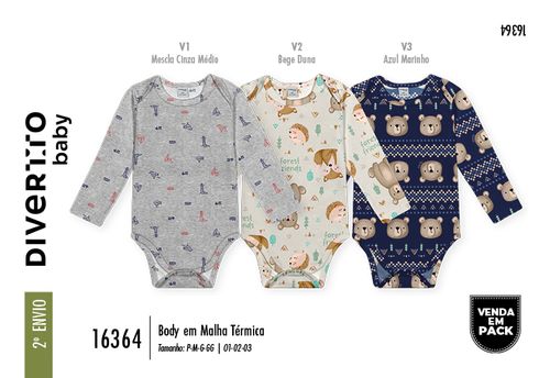 Body Bebê Menino Térmico Total Print Divertto
