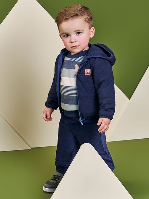 Conjunto Infantil Moletom Listrado com Calça em Veludo – Look de Inverno Quentinho e Sofisticado
