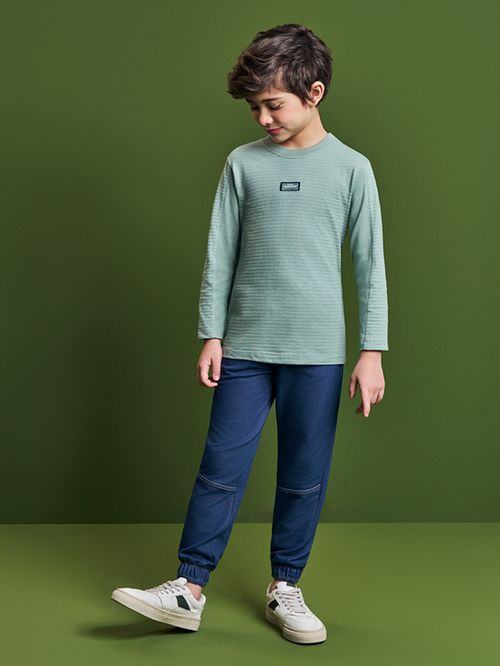 Calça Jogger Infantil Menino em Denim com Elastano Divertto