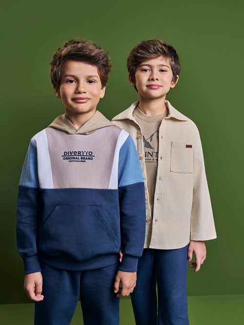 Conjunto Infantil Moletom com Capuz – Look de Inverno Quentinho e Estiloso com Blusão Canguru