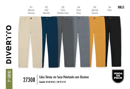 Calça Skinny com Elastano Infantil Menino Divertto