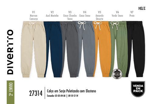 Calça Jogger em Sarja Infantil Menino Divertto
