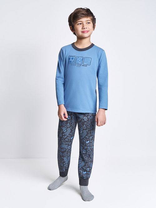 Pijama de Inverno Infantil Menino Futebol Divertto