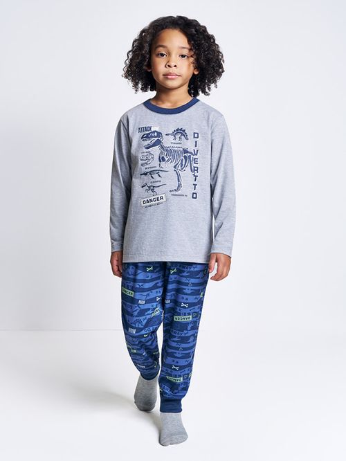 Pijama de Inverno Infantil Menino Escavação Dinos Divertto