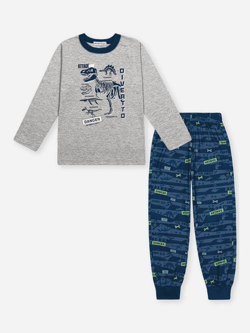 Pijama de Inverno Infantil Menino Escavação Dinos Divertto