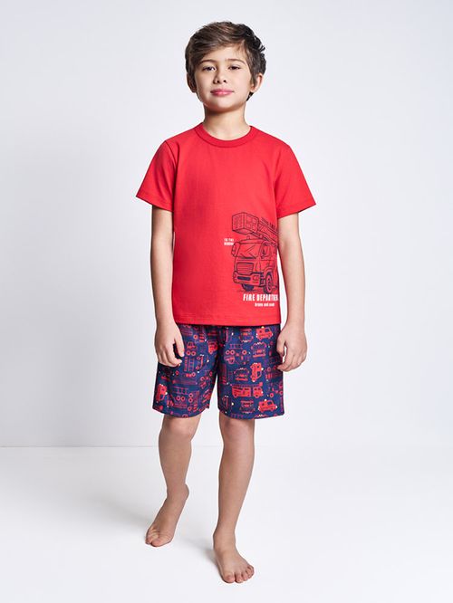 Pijama de Verão Infantil Menino Dept. de Bombeiros Divertto