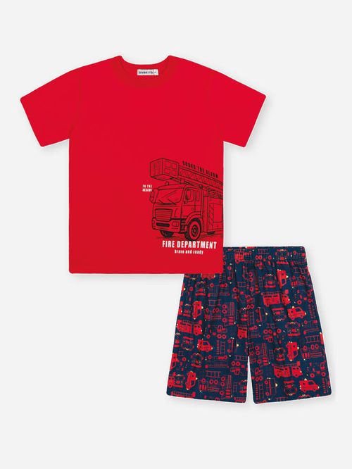 Pijama de Verão Infantil Menino Dept. de Bombeiros Divertto