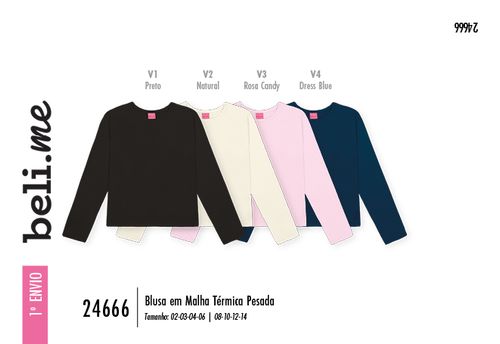 Blusa em Malha Térmica Pesada Infantil Menina Beli.me