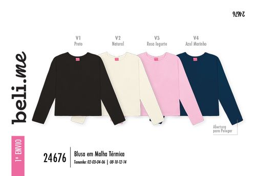 Blusa Térmica Infantil Menina com Abertura Polegar Beli.me