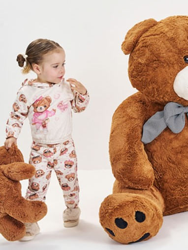 Conjunto Moletom Felpado Bebê Menina Ursa Print Beli.me