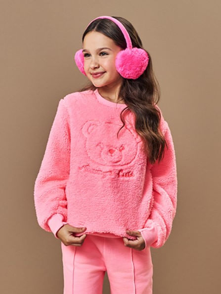 Blusão em Pelo Infantil Menina Ursa Always Cute Beli.me