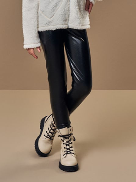 Calça Legging Infantil Menina Petit em P.U Felpado Beli.me