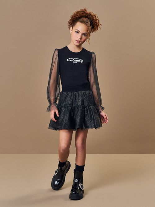 Saia-Shorts em Tule Foil Infantil Menina Petit Beli.me