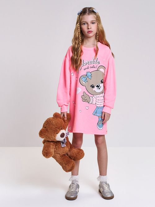 Vestido Infantil Menina em Moletom Adorable Bear Beli.me