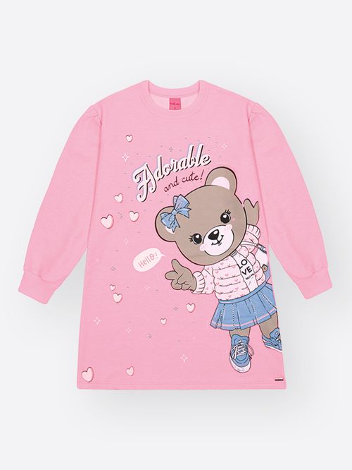 Vestido Infantil Menina em Moletom Adorable Bear Beli.me
