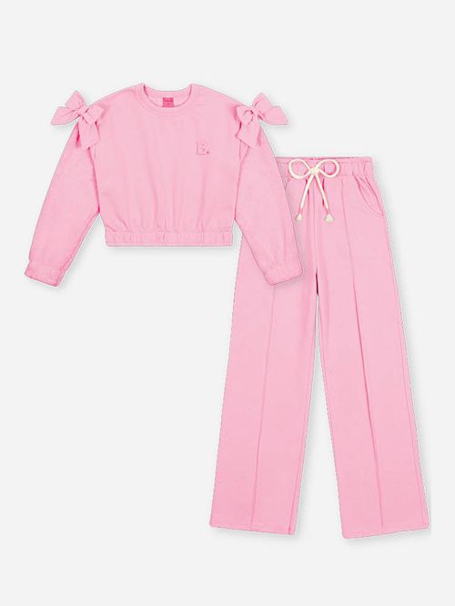 Conjunto em Moletom Felpado Infantil Menina Laços Beli.me