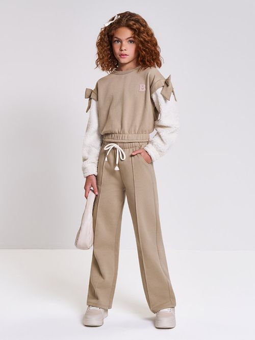 Conjunto em Moletom Felpado Infantil Menina Laços Beli.me