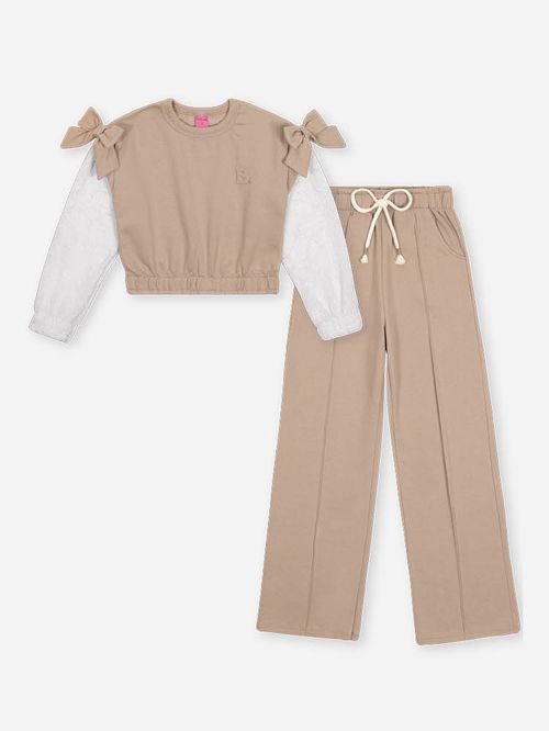 Conjunto em Moletom Felpado Infantil Menina Laços Beli.me